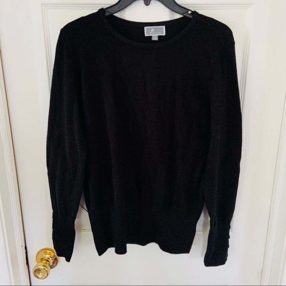 JM COLLECTION black soft crewneck knit sweater Size small